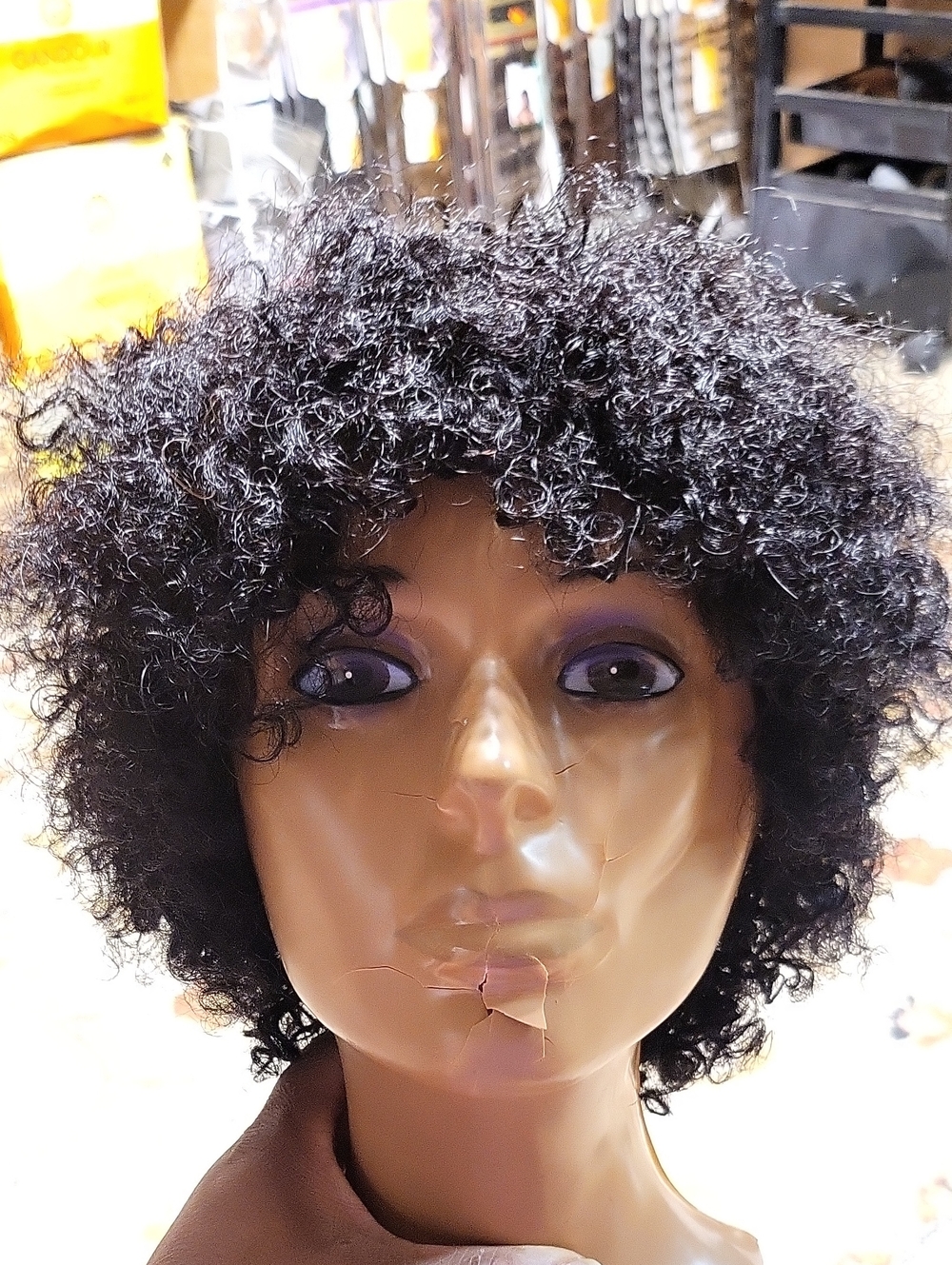 Black Curly Short Afro Wig for Women Human Hair